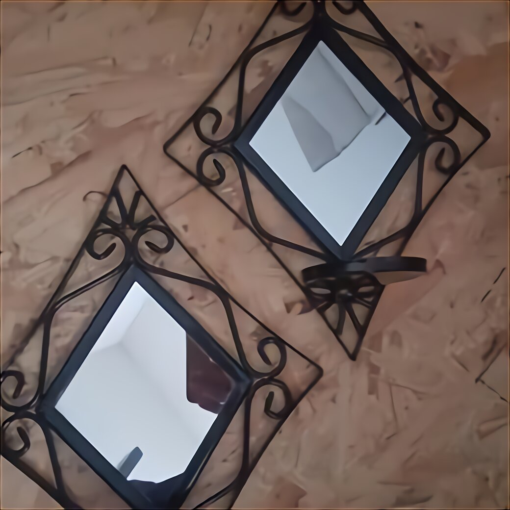 Spiegel mit Kerzenhalter Metall beige H 36 cm Kerzenhalter Wandhalter Wanddeko