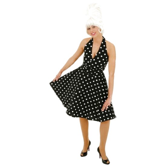 Sechziger Jahre Kostüm 60er Jahre Kleid Party Girl Outfit weiß schwarz L 44/46 